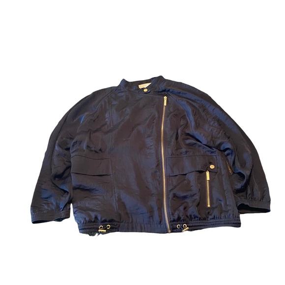 MICHAEL KORS lightweight oversized zip front jacket with gold hardware bomber - Picture 3 of 11